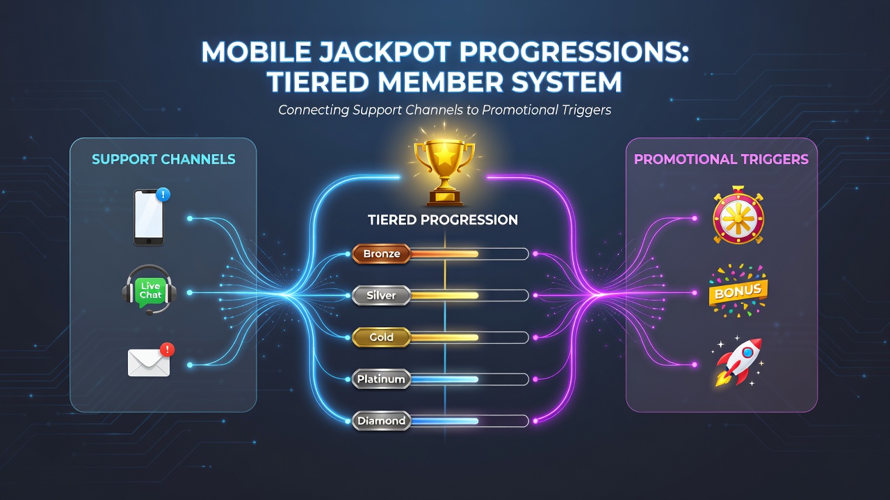 Illustration der Verknüpfung von Support-Kanälen mit Werbetriggern in mobilen Casino-Umgebungen